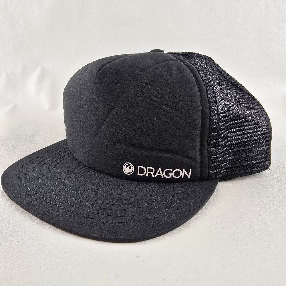 Dragon Alliance Black Trucker Hat Mesh Snapback Surf Skate Logo Cap Streetwear